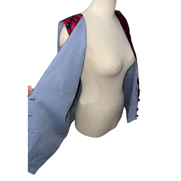 Vintage Apple Print Button-Up Vest Sz Large (Unsized) Womens  with Apple Buttons - Picture 13 of 13